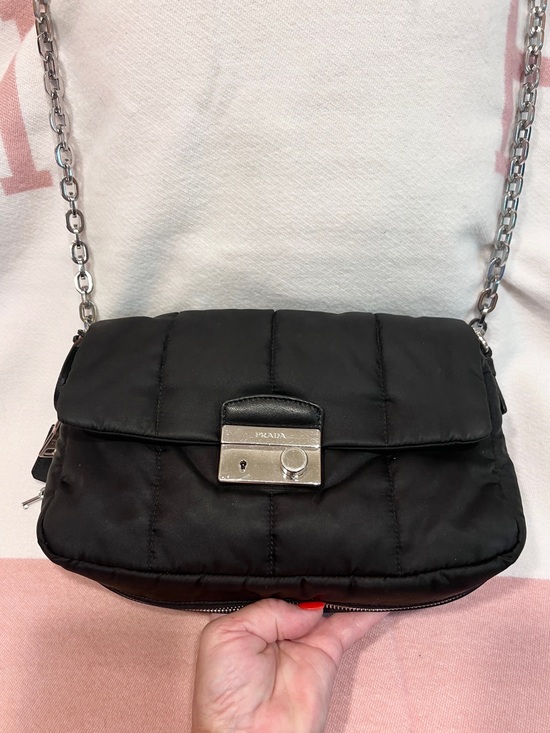 Prada Handbags - PRADA!⭐️Black Quilted Tessuto/leather Bomber Bag! Crossbody Bag with Silver!